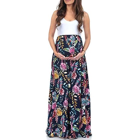 Robe Grossesse Sunnsean Vetements Maternite Bloc De Couleur Robe Longue Manches Courtes Ete 2019 Femme Enceinte Costume Robe Imprimee Photo Plage Mariage Robe De Soiree Longue T Shirts T Shirts Et Tops