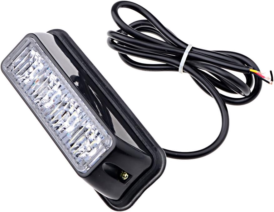 Super Bright White/Amber 4-LED Flash Emergency Hazard Warning Strobe Light Bar For Buick Chevrolet Dodge GMC Ford Jeep Vehicle