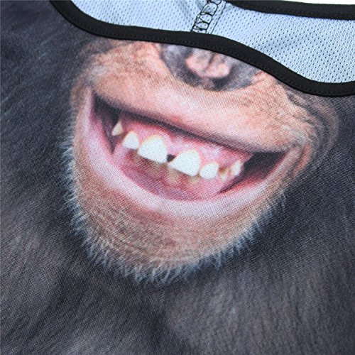 JIUSY 3D Animal Neck Gaiter Neck Warmer Windproof Face Mask Windproof Protection Cover for Ski Snowboard Snowmobile Cycling Motorcycle Riding Halloween Party Outdoor Activities Men Chimpanzee Smile