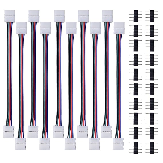 Conector De Luz De Tira LED 5050 RGB 4 Conductor De 10 Mm Con Conector Macho De 4 Pines, 30