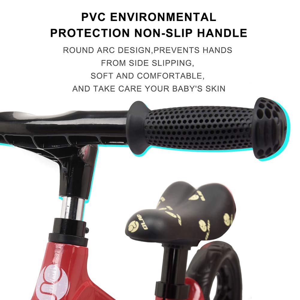 Glaf 12 inches Kids Balance Bike No Pedal Bicycle Walking Bicycle Children Toddler Balance Bike for Kids Adjustable Handlebar and Seat Training Running Bicycle for Ages 17 Month-5 Years Old (Red)