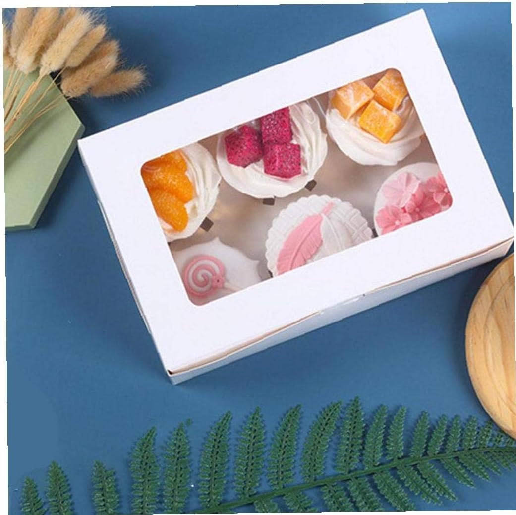 Cuisine Et Maison Boites De Transport Pour Gateaux En Carton Betwin360 Tv Laancoo Petit Gateau Emballage Boite Support Avec Fenetre Dobservation Transparente Pour Muffins Cuisson 6 Trous 10 Pcs