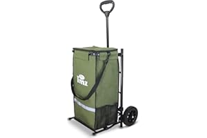TMZ Heavy-Duty Foldable Shopping Cart with Removable Insulated Bag & Hooks - Lightweight 110 lbs Capacity Grocery Luggage Cart for Market, Travel, Laundry (Green)