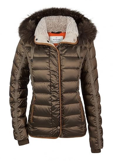 MILESTONE Damen Daunenjacke Steppjacke Winter Jacke Tina Rosa Pink Gelb Braun Taupe Bordeaux Rot Kapuze Pelz Besatz Fellkrage