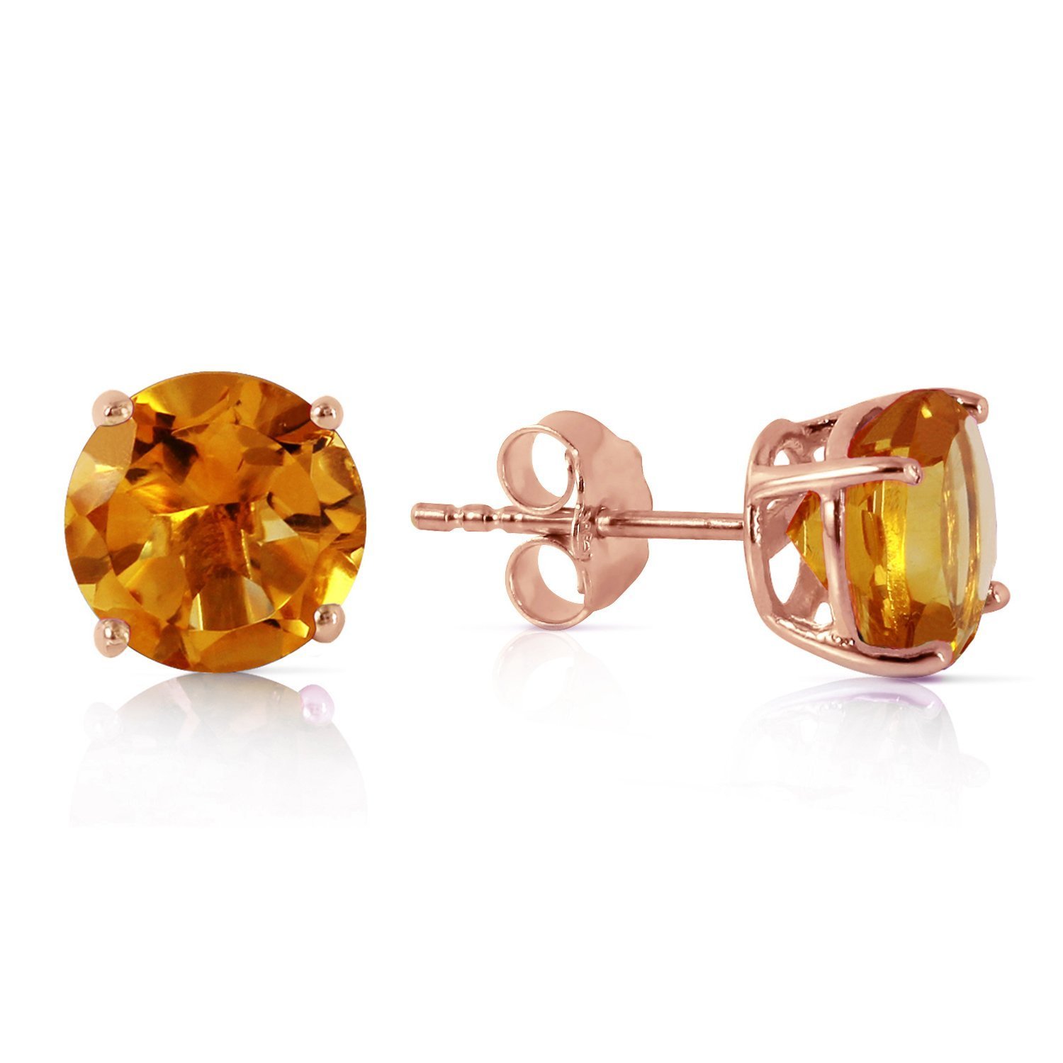 Galaxy Gold 3.9 Carat 14k Solid Rose Gold Citrine Stud Earrings
