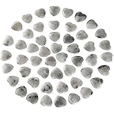 Gerrii 50 Pcs Heart Healing Stone Bulk Quartz Heart Inspirational Stones Gift for Women Love Pocket Polished Natural Energy Balancing Meditation 0.8 Inch(Black Labradorite)