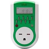 Grow1 240V Outlet Digital Timer, Single Outlet, 15A, Compatible with 220V, 230V &amp; 240V Outlets, Great for Grow Lights, Reptile Enclosures &amp; Aquarium Timer