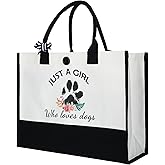 Sploziia Dog Tote Bag Gifts for Women Personalized Dog Gifts Printed Canvas Bag for Dogs Mom Daughters Female Friends Women Who Loves Dogs Cute Pet Tote Animal Lover Present