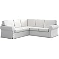 FMCTL Ektorp Sectional Sofa Cover Replacement for IKEA Ektorp Sectional Cover ，Ektorp Sectional Coner Cover,Ektorp Couch Cover Only! (Cool White)