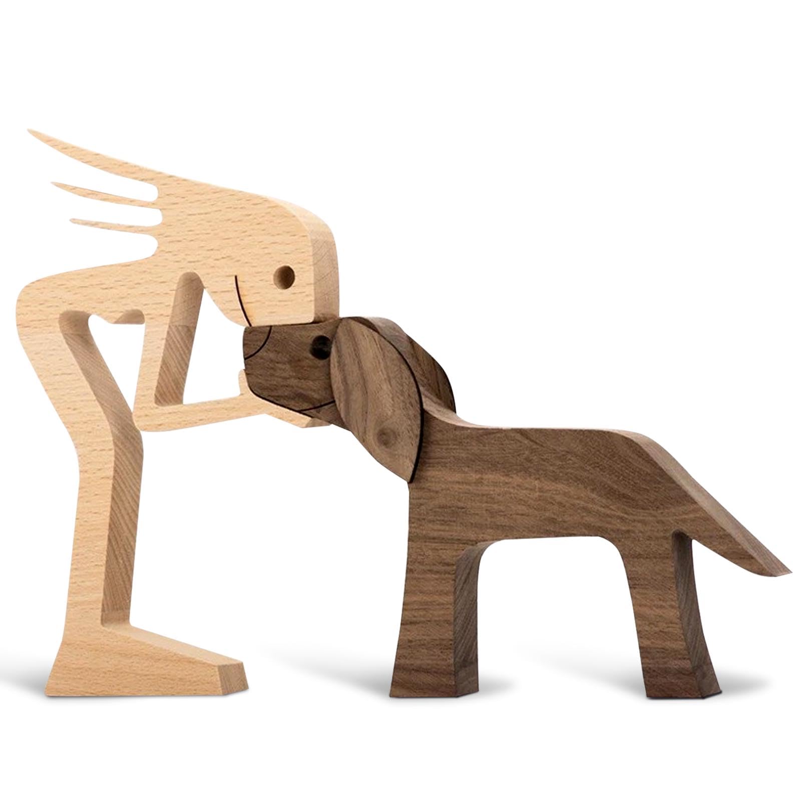 AWAVM Wooden Pet Carvings Dog Puppy Family Wooden Carving Ornaments Animal Sculpture Handmade Craft Creative Gifts