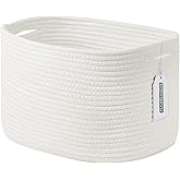 ECDYQXVU Cotton Rope Storage Basket, 15x10x9 Inches, Woven Basket for Shelves, Clothes, Towels, Books, and Laundry, White (1 Pack)
