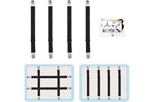 QOECYCTH 4Pcs Adjustable Bed Sheet Straps Clips, Elastic Mattress Sheet Fasteners Holder and Suspenders, Grippers to Hold Sheet, Mattress, Sofa, Couch, Table Cloth, Recliner Ironing Board Cover and More