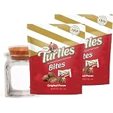 Chocolate Turtles Bites Size Candy Caramel Pecan Nuts Cluster 6.3 oz 2-Pack With A Holiday Standing Decorative Bag