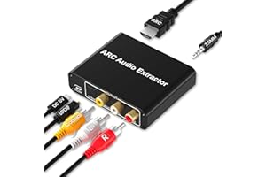 Hdiwousp HDMI ARC to Optical Audio Adapter,192KHz HDMI ARC Adapter Converter Splitter to Optical + RCA L/R+ Coaxial and Analog 3.5mm Stereo for HDTV Soundbar Amplifier Headphones