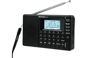 Retekess V115P Portable Shortwave Radio,Rechargeable AM FM SW WB Radio,Wireless Connection,1800mAh Battery,Digital Tuner,TF/AUX,Recording,Flashlight,Sleep Timer,Alarm Clock,for Emergency,Camping