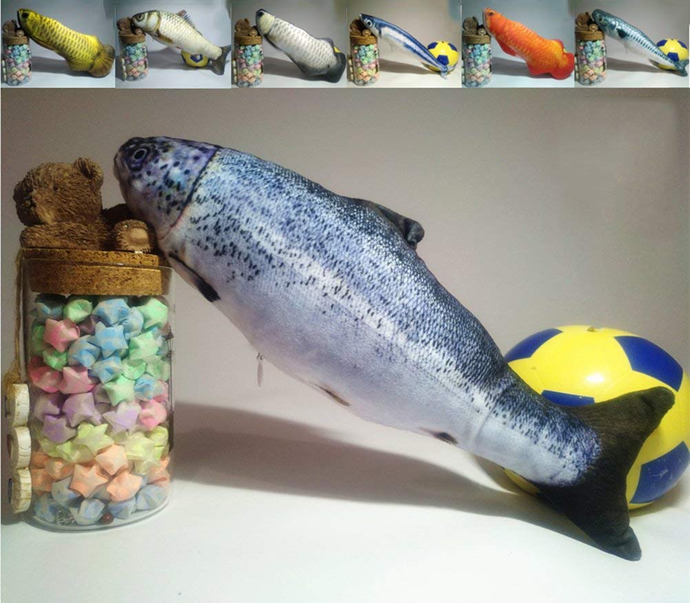 Maibar Cat Kicker Fish Toys Catnip Toy for Indoor Cats with ZIPPER Plush Realistic Cat Mint Toys (30, Trout)