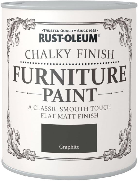 Rust-Oleum Dark Grey Upcycled Furniture Paint in Chalky Finish - Graphite 750ml, 750 ml (Pack of 1)