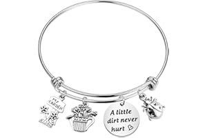 CHOORO Gardener Bracelet Gift Gardening Charm Bangle A Little Dirt Never Hurt Bracelet Yard Work Gardening Jewelry Gift for Gardening Lover Horticulturist