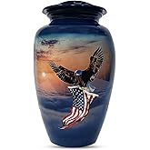 American Flag Eagle Cremation Urns for Human Ashes Adult Male Female Patriotic Veteran Urns for Funeral Burial Memorial Keepsake Urns Adult Large Size Up to 200Lbs