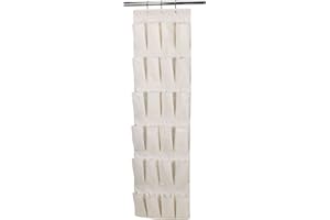 Household Essentials Over The Door 24 Packet Shoe Storage Organizer, Natural Canvas