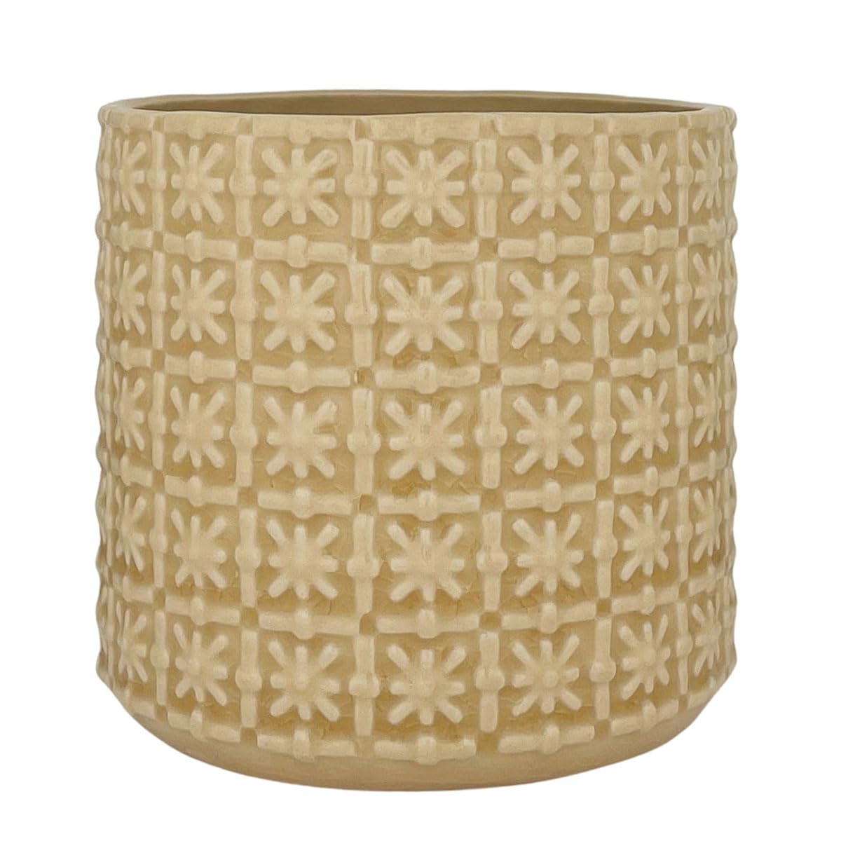 Nordring Ceramic Flower Pot Cross - colorful Planter, Pot for plants, sukkulents Size M (12,5 cm ø) Dia 5'', Stoneware, ivory