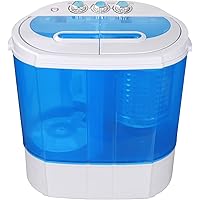 SUPER DEAL Portable Compact Washing Machine, Mini Twin Tub Washing Machine w/Washer&Spinner, Gravity Drain Pump and Drain Hose