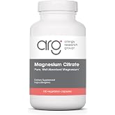 ARG Magnesium Citrate 170 mg Bone Health Energy, 180 Capsules | 170 mg Bioavailable Magnesium Citrate for Energy, Bone Health and Stress Response, Vegetarian Formula