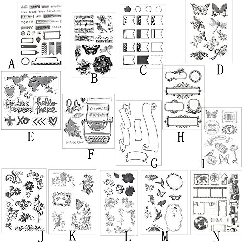Transer Silicone Butterfly Flower Embossing Folder Template DIY Card Scrapbooking Decor (D, Black)