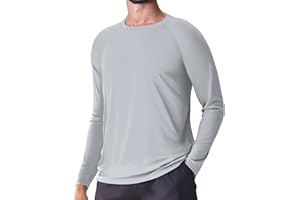 KINSWT Men's UPF 50+ Rash Guard Long Sleeve Sun Protection Running Shirts Quick Dry Workout Fishing Swim T-Shirts