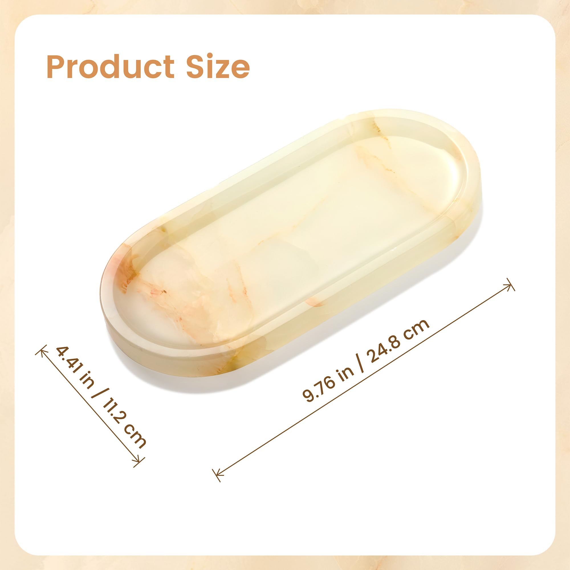 Condition photo showing As Is for garnceilo natural marble decorative tray for countertop organizer,vanity tray trays for jewelry perf