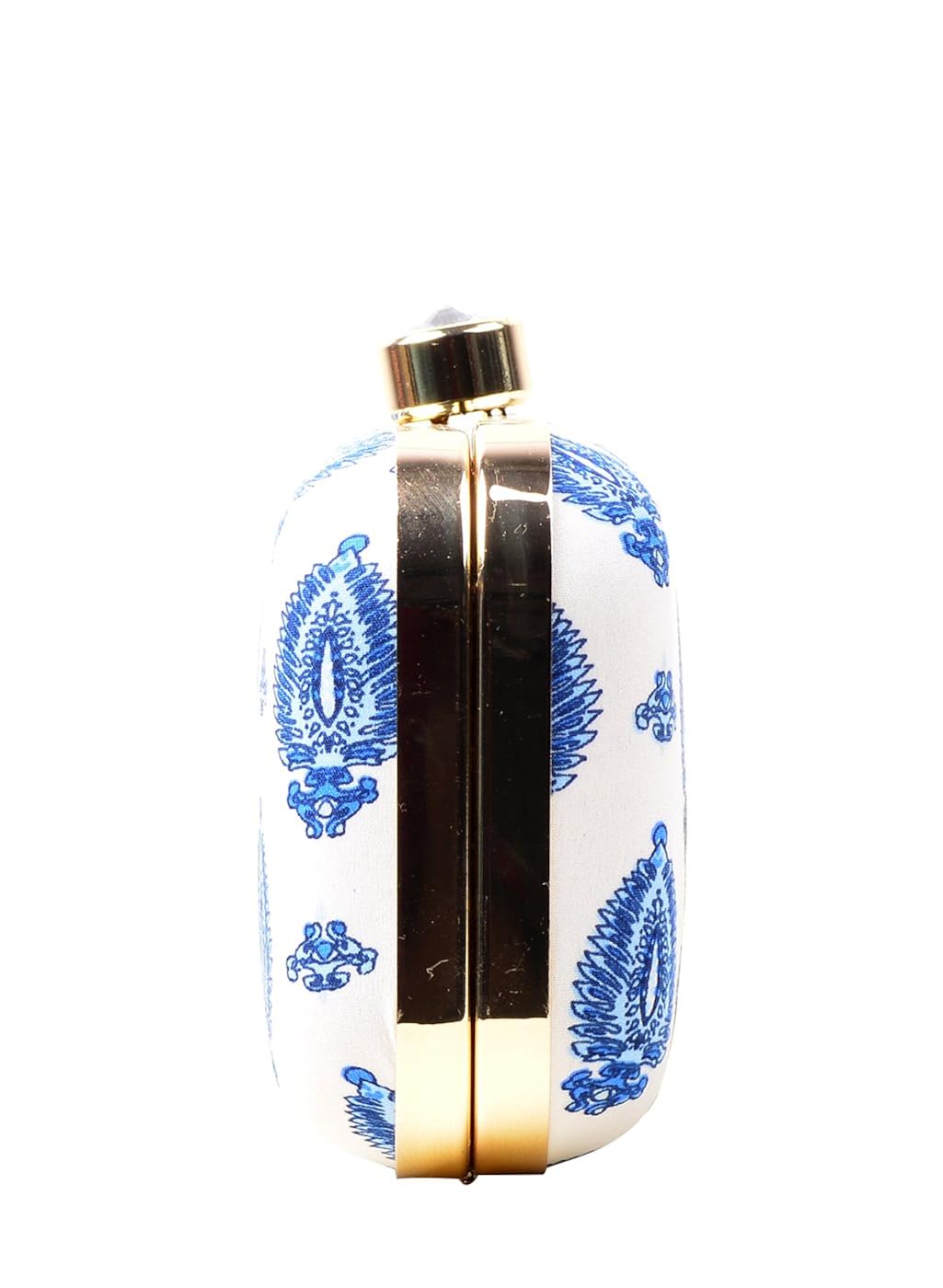 hopping street blue and white printed box clutch