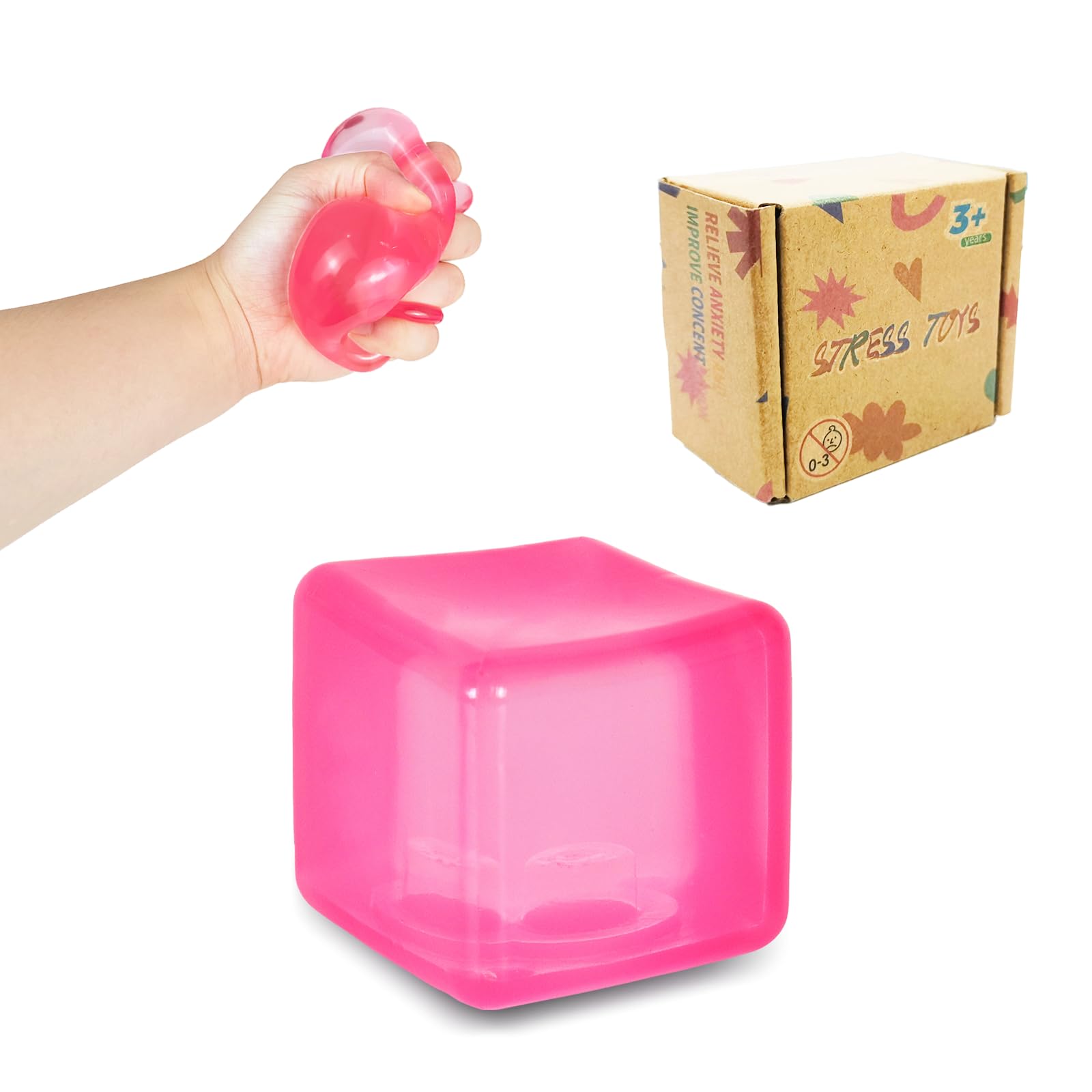FazaVexior 1PCS Cube Stress Balls – Squishy Fidget Toys for Kids & Adults, Sensory Squeeze Cubes for Autism, ADHD, Anxiety Relief, Classroom & Office Calming Toys