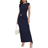ZTMZA Summer Cocktail Dresses for Women Bodycon Casual Mock Neck Cap Sleeve Dress Elegant Wedding Guest Long Maxi Dress