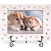 Tbaogusu Pet Picture Frame, Paw Print Photo Frame for Pet Owner Dog Lover, New Puppy Gifts Sympathy Gifts 4x6 Wood Photo Frame, Home Bedroom Office Shelf Table Decor -006
