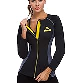 SEXYWG Women Sauna Shirt Neoprene Sauna Jacket Sauna Top Suit Workout Body Shaper Long Sleeve