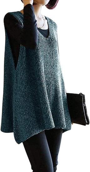 Amazon Minesam ニットベスト レディース トップス Vネック オーバーサイズ ゆったり ベストチュニック リブ 着痩せ 秋冬 春 グリーン ベスト 通販