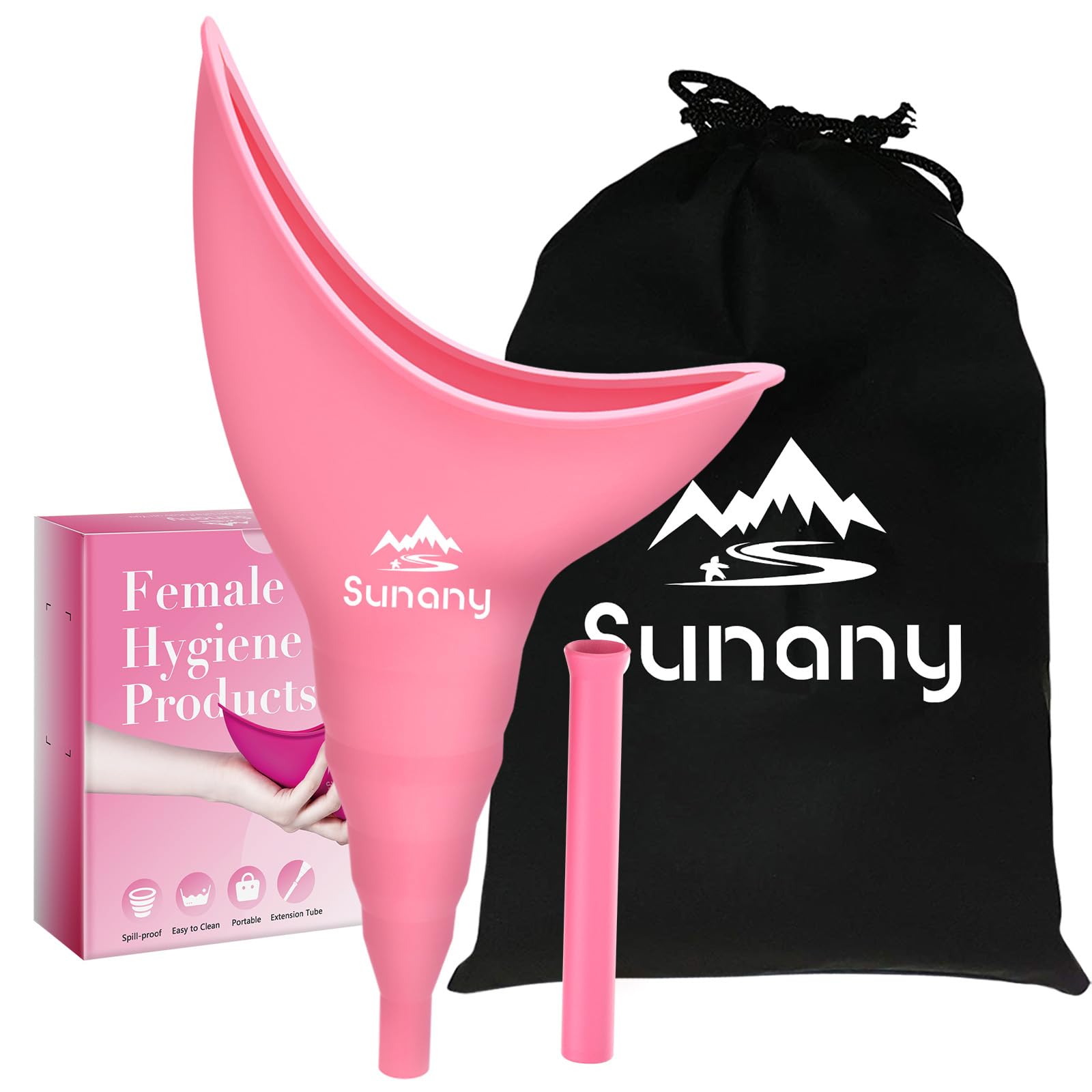 Pink Silicone Funnel Urine Cup Portable Urinal for Women - Standing Up to Pee, Reusable, Outdoor, Travel