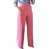 LKOUS Women's High Waisted Straight Wide Leg Dress Pants Stretchy Work Trousers with Pockets Business Casual