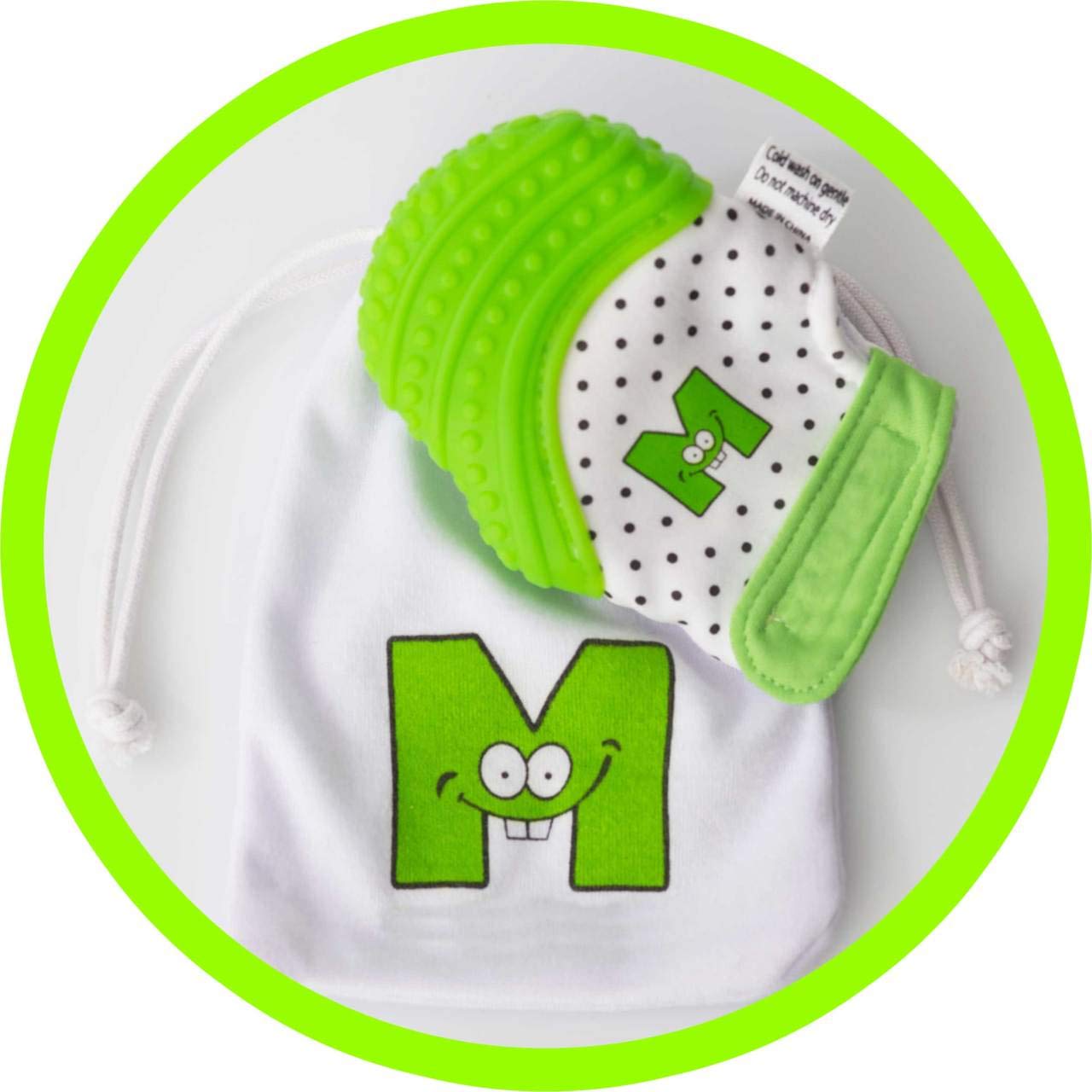 Mouthie Mitten Teething Glove. The Original Mum Invented Teething Toy. Teether Stays on Babys Hand for Pain Relief & Stimulation with Handy Travel/Laundry Bag. Available in 7 Colours
