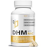 WELESSENTIALS Dihydromyricetin DHM with NAC - 650mg x 60 Capsules - 300mg N-Acetyl-Cysteine, 350mg Dihydromyricetin - Max Strength Dietary Supplement for Liver Support, Hydration