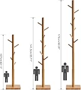 YMYNY Coat Rack Stand with 8 Hooks, 29x29x176 cm, Natural Wood view 8