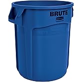 Rubbermaid Commercial Products Brute Heavy-Duty Round Trash/Garbage Can 20-Gallon Blue for Landscapers/Construction Sites/Res