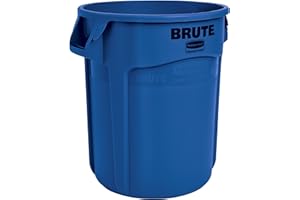 Rubbermaid Commercial Products Brute Heavy-Duty Round Trash/Garbage Can 20-Gallon Blue for Landscapers/Construction Sites/Res