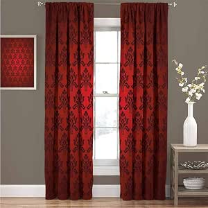 Maroon Blackout Curtains for Bedroom Classical Antique Pattern Baroque