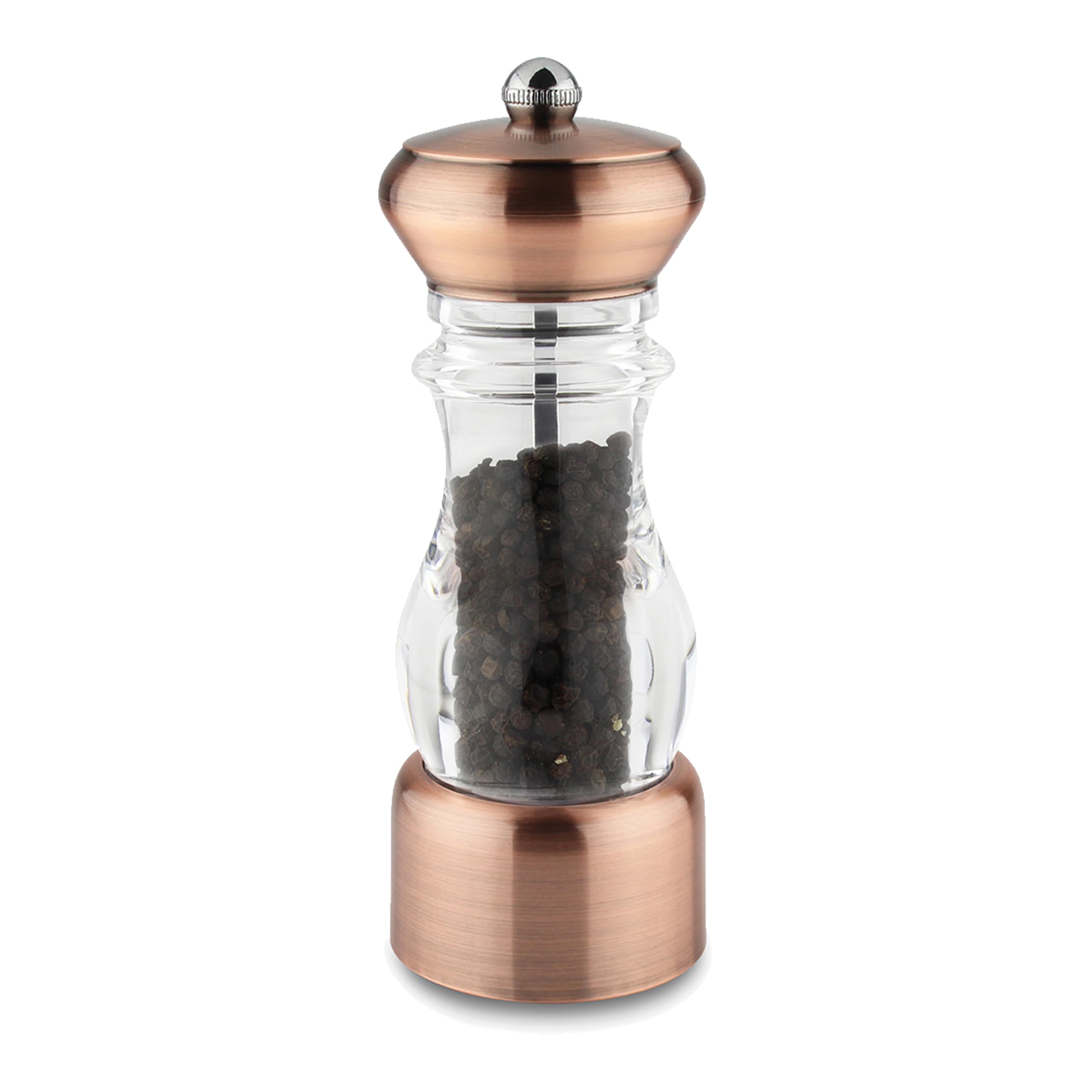 Salt or Pepper Mill Bronze & Acrylic, Durable Ceramic Grinding Mechanism Scandinavian BPA Free 6 cm x 6 cm x 17 cm