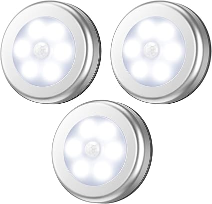 Amazon Vjk 最新版 Ledセンサーライト 電池式 Ledライト 室内 人感センサーライト 明暗センサー 小型 3mテープ マグネット付き 階段車庫 フットライト 天井照明 3個セット 銀色 Vjk セキュリティ センサーライト ホーム キッチン
