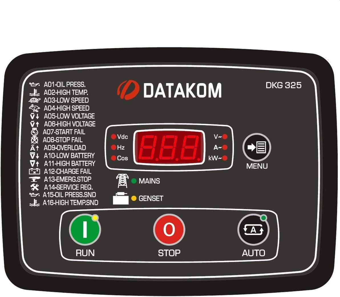 DATAKOM DKG-325 READY Genset Control Panel (up to 15 kva) with built-in charger, contactors and current transformers