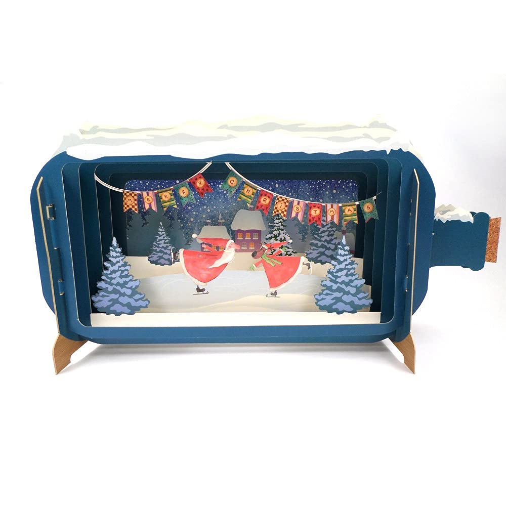 Alljoy Design Message in A Bottle Santa Skating Pop Up Christmas Greeting Card by Alljoy Cards XMIB017 XMIB017 โ image 1