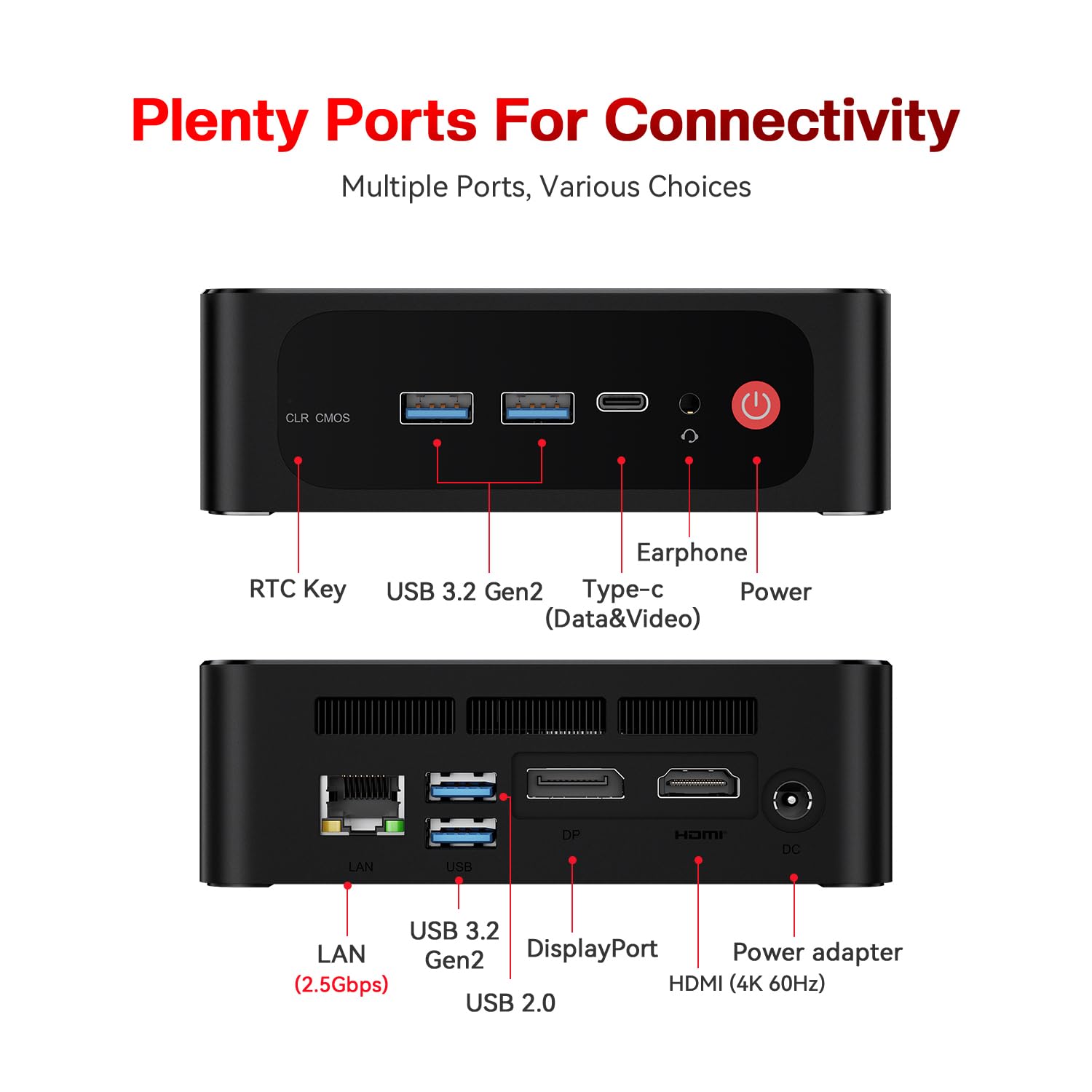 Beelink SER5 Mini PC,AMD Ryzen 7 5825U(up to 4.5 GHz,8C/16T),Mini Computer with 32GB DDR4/500GB M.2 PCle4.0 SSD,Support Triple Screen Display,WiFi6,BT5.2,Type-C,2.5Gbps LAN Support Win 11 Pro
