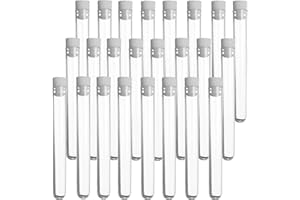 25Pcs 20ml Plastic Test Tubes with Caps, 16 x 150mm Clear Tubes for Plant Propagation, Beads Liquid Storage Containers, Scien